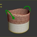 Rabbit Shaped Woven Basket With Orange White Pattern And Two Handles 3d model