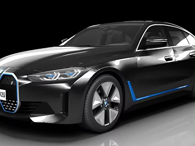 BMW Black Electric Sedan Featuring Modern Design And Blue Accents 3d model