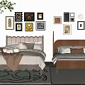 Cozy Double Beds With Upholstered And Wooden Headboards Gallery Wall Art Green Plant And Rug