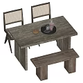 Wind dining table and chair combination tea table and chair combination 3d model