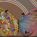 Butterfly Shaped Floral Art Installation With Colorful Flowers Small Butterflies And Gradient Wings