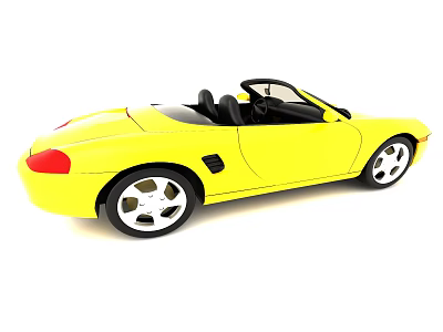 Yellow Convertible Sports Car With Black Seats And Silver Wheels 3d model