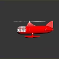 Red Toy Helicopter With Transparent Cockpit And White Propeller On Reflective Surface