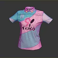 Turquoise and Pink Color Block T-shirt with Fentys Logo and Leaf Heart Pattern