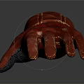 Brown Leather Glove With Black Palm Area And Red Accent For Daily Use