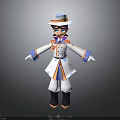 The Man In White And Blue Uniform With Hat Standing Open Arms 3D Cartoon Character