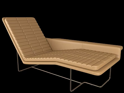 Modern Beige Chaise Lounge With Tufted Upholstery and Sleek Metal Frame Design 3d model