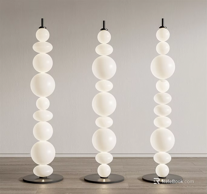 Modern Floor Lamp With White Spherical Balls Stacked Design Interior 3d model
