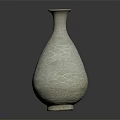 Light Colored Ceramic Vase With Intricate Carved Patterns On Dark Background 3d model