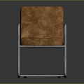 Modern Brown Leather Office Chair With Metal Frame And Armrests Sleek Design