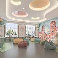 Modern Kindergarten Children's Book Reading Room Library Children's Color Sofa Combination Children's Creative Bookcase Lazy Sofa 3d model