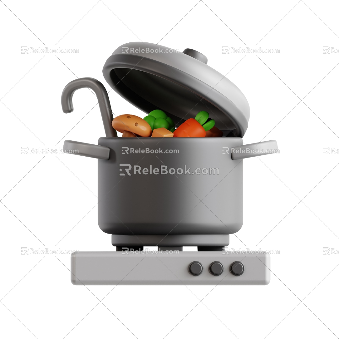 Pressure Cooker Vegetable Cartoon Pressure Cooker Kitchenware 3d model