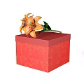 Beautiful Orange Lilies Placed On Pink Decorative Box With Gold Patterns 3d model
