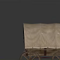 Vintage Covered Wagon With Canvas Top And Wooden Wheels Design