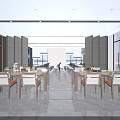 Modern Restaurant Open Layout With Bright Space Large Windows Dining Tables And Chairs