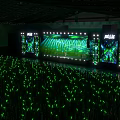 Vibrant Stage With PULSE LED Screens Green Lights And Audience Glow Sticks