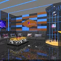 Modern KTV Room With Black Leather Sofas Union Jack Pillows Disco Ball And TV
