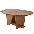 Natural Solid Wood Dining Table With Irregular Shape And Live Edge Natural Grain Design