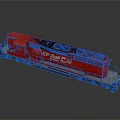 Red CP Rail Canada Locomotive Featuring American Flag Design And Details
