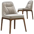 Modern Dining Chairs With Wooden Frame And Upholstered Light Colored Seats