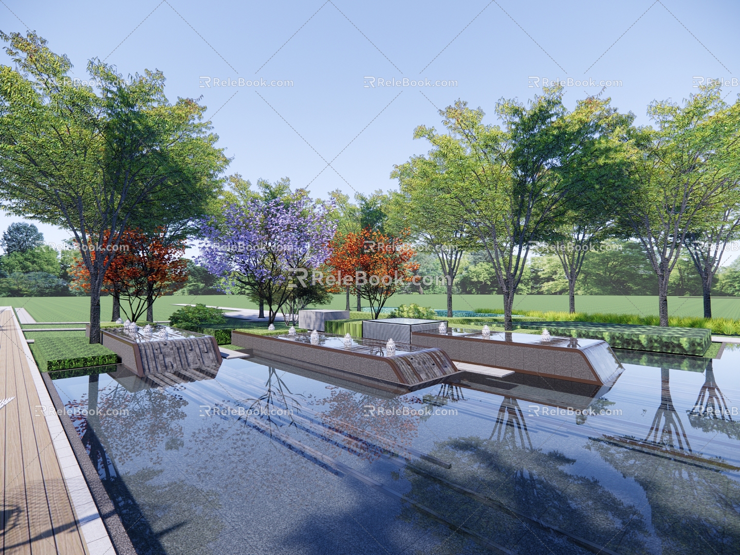 Modern park water feature model