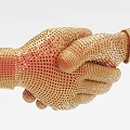 Decorative Ornament Set Featuring Golden Mesh Style Two Hands Shaking Hands Design