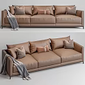 Modern three-seat sofa multiplayer sofa 3d model