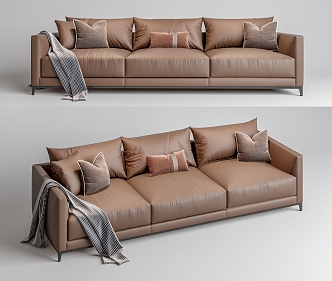 Modern three-seat sofa multiplayer sofa 3d model