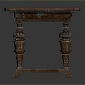 Vintage Wooden Dining Table With Intricate Carved Legs And Rectangular Top