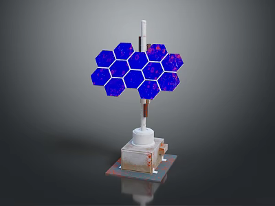 Computer Hardware Component Hexagonal Blue Module With White Stand Base And Modern Design Structure 3d model