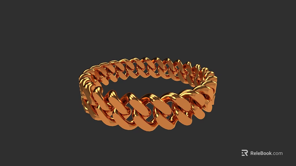Fashionable Gold Braided Chain Bracelet With Intricate Woven Design And Shiny Finish 3d model 