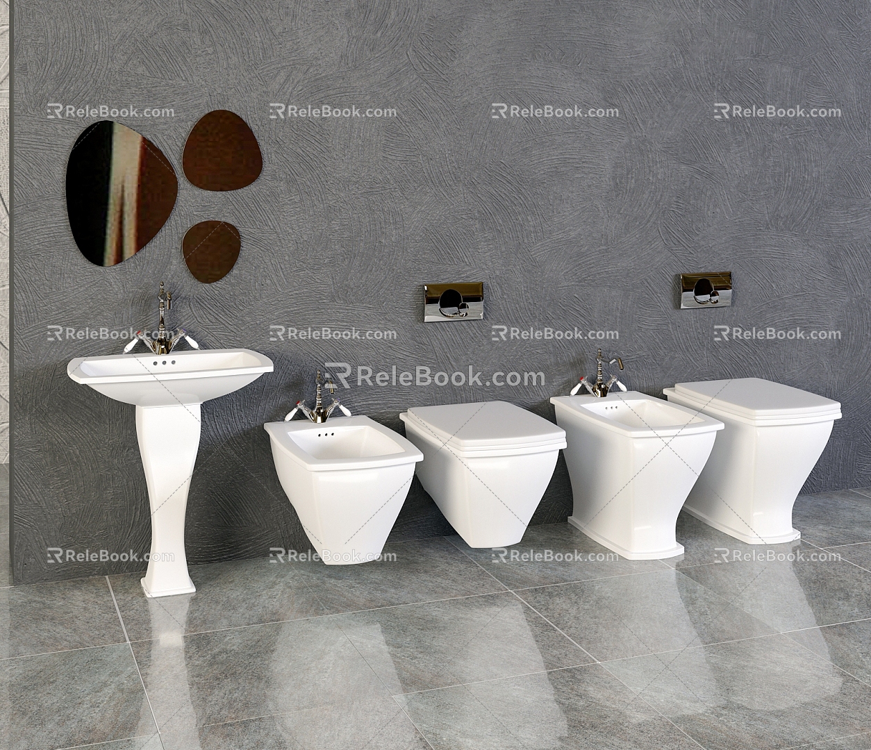 Wall-mounted toilet intelligent toilet combination 3d model