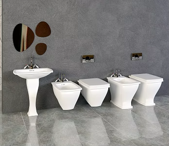Wall-mounted toilet intelligent toilet combination 3d model