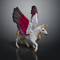 Winged Unicorn Statue With Pink And White Wings Golden Horn And Hooves