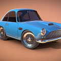 Blue Vintage Sports Car With Classic Body Design And Chrome Wheels