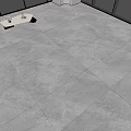 Glossy Large Gray Tile Floor In Modern Room With Table 3d model