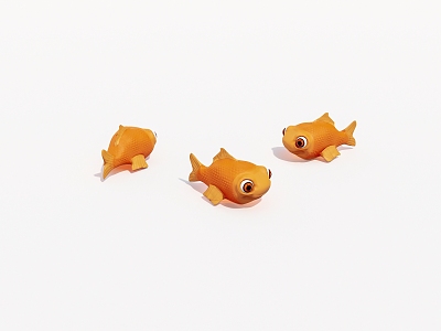 Cartoon small goldfish 3d model