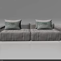 Light Gray Modern Two Seater Sofa With Soft Fabric And Decorative Patterned Pillows 3d model