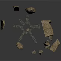 Ancient Stone Building Components Featuring Various Shaped Blocks And Structures 3d model