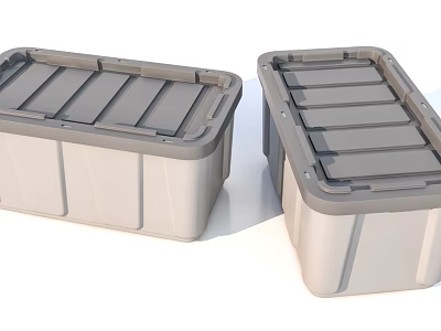 Durable Plastic Storage Boxes With Gray Lids And Beige Bodies For Organizing Items 3d model