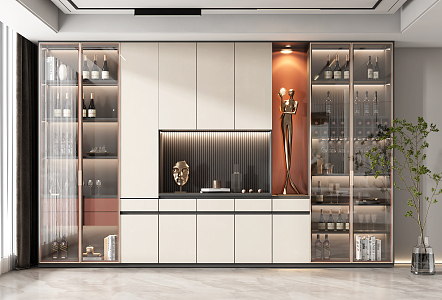 Light Luxury Wine Cabinet 3d model