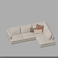 Modern Sectional Sofa In Neutral Fabric With Comfortable Seating And Textured Pillows