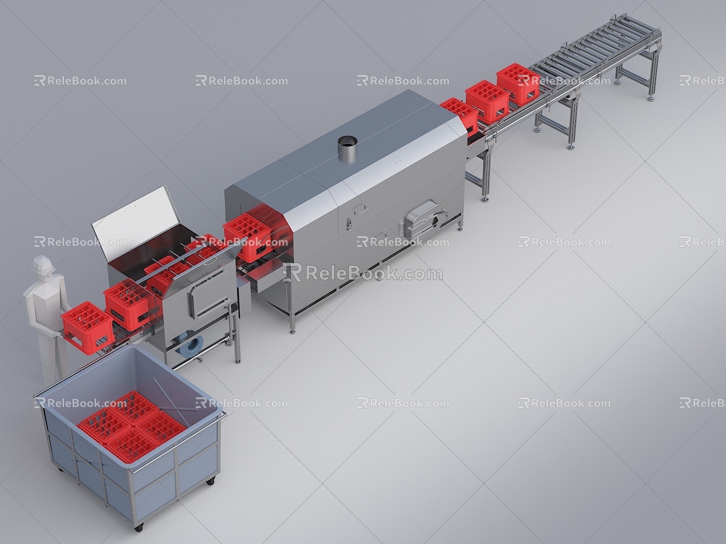 Box washing machine assembly line equipment 3d model