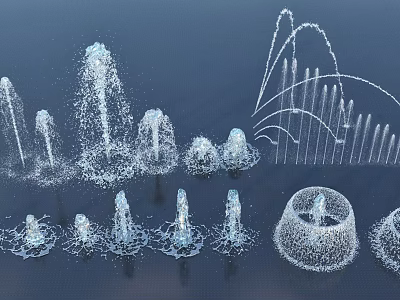 Modern Fountain Interactive Waterscape Dry Spray Spring Water Column Water Flower 3d model