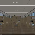 Bright Spacious Study Room With Wooden Desks Bookshelves Computers And Green Plants