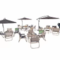 Outdoor Landscape Seating with Patio Umbrellas Tables and Grill Furniture Set