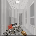Waste Sorting Room With Color Coded Recycling Bins Marble Floor And Windows
