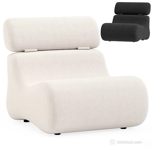 Modern Stylish White Fabric Single Sofa With Layered Rounded Back And Comfortable Design 3d model