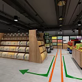 Modern Supermarket Grocery Store Interior with Organized Shelves Aisles Directional Arrows and Fresh Produce