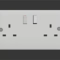 White Modern Electrical Switch Panel With Double Switches And Power Sockets 3d model